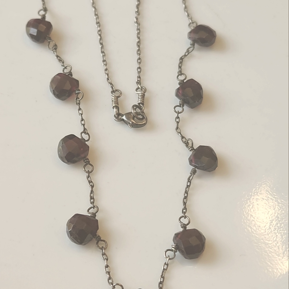 Vintage Artisan Garnet Briolette Necklace in Sterling